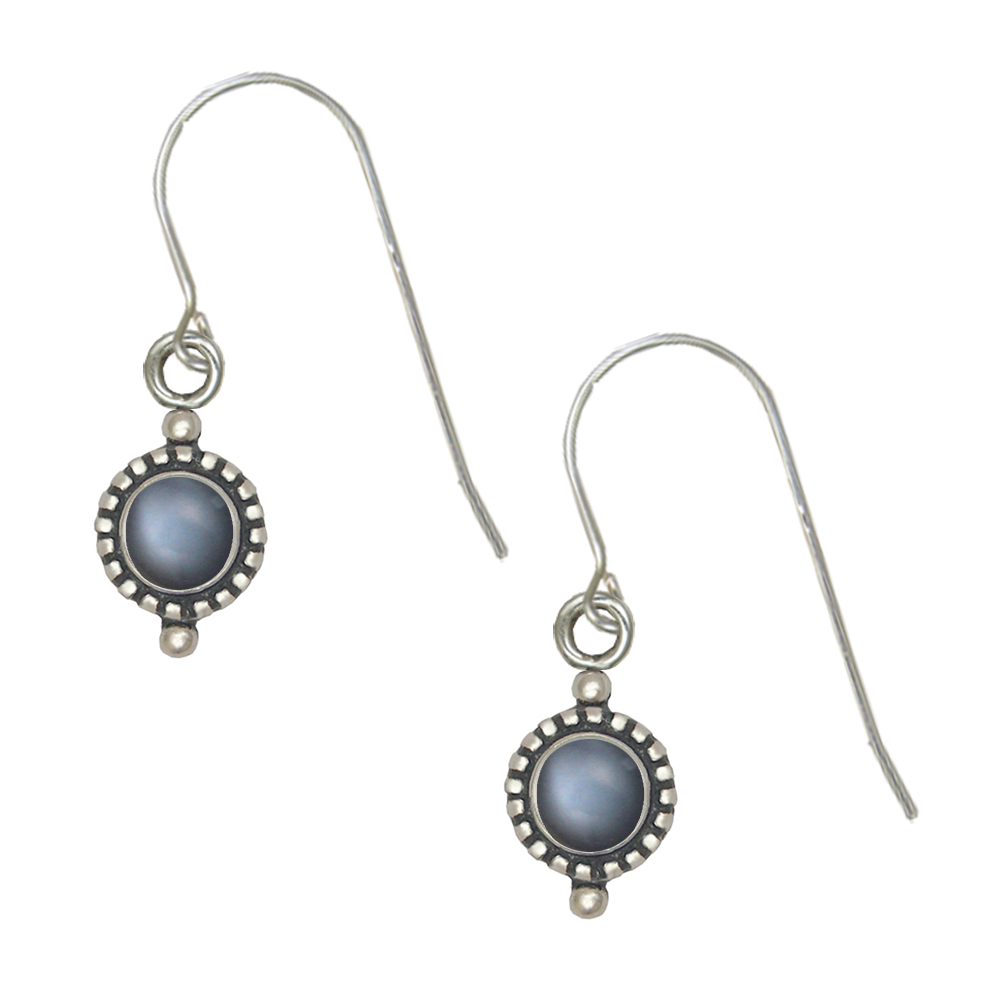 Sterling Silver Grey Moonstone Gemstone Drop Dangle Earrings